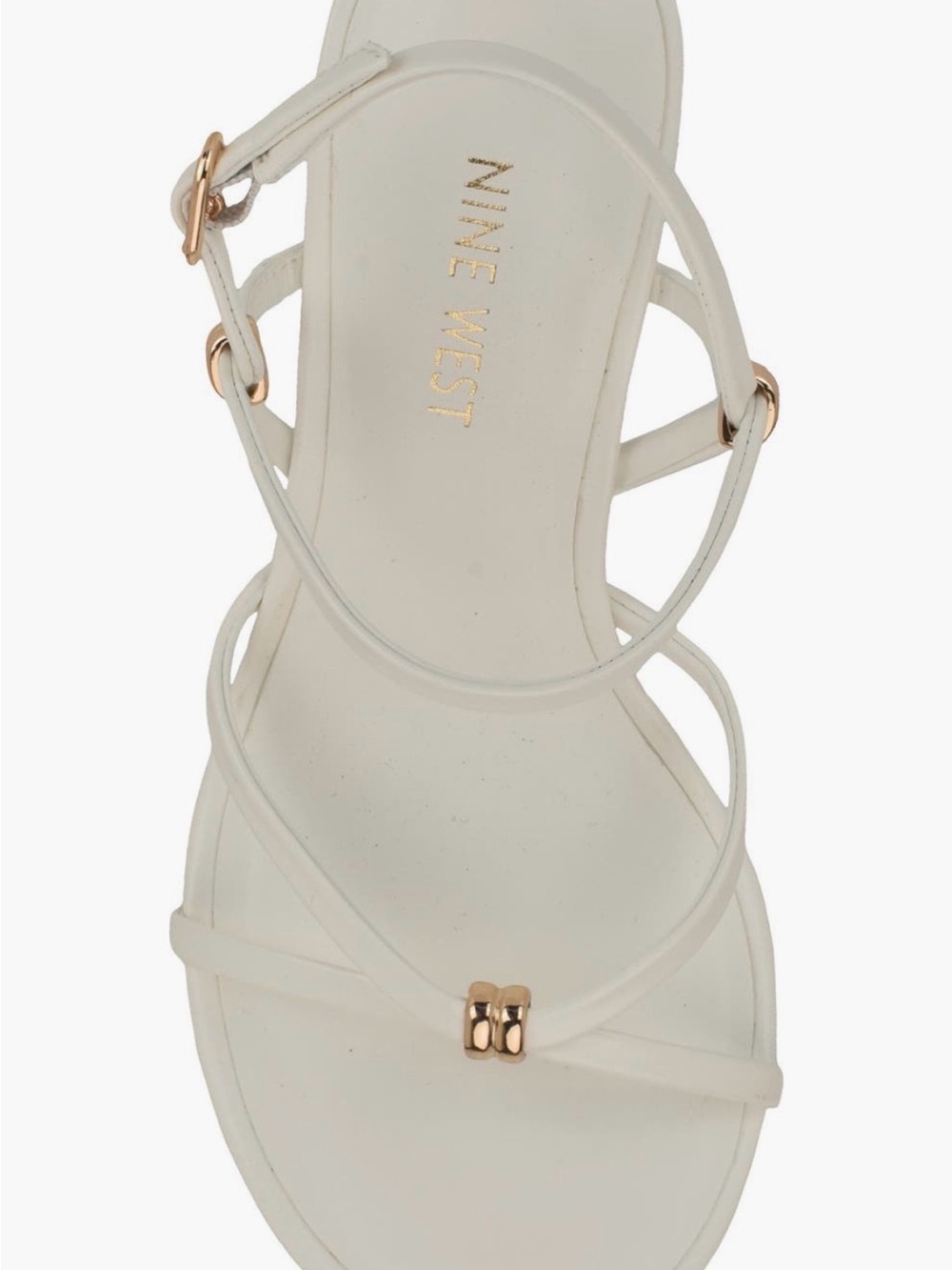 Nine West White Strappy Sandal with Gold Accents